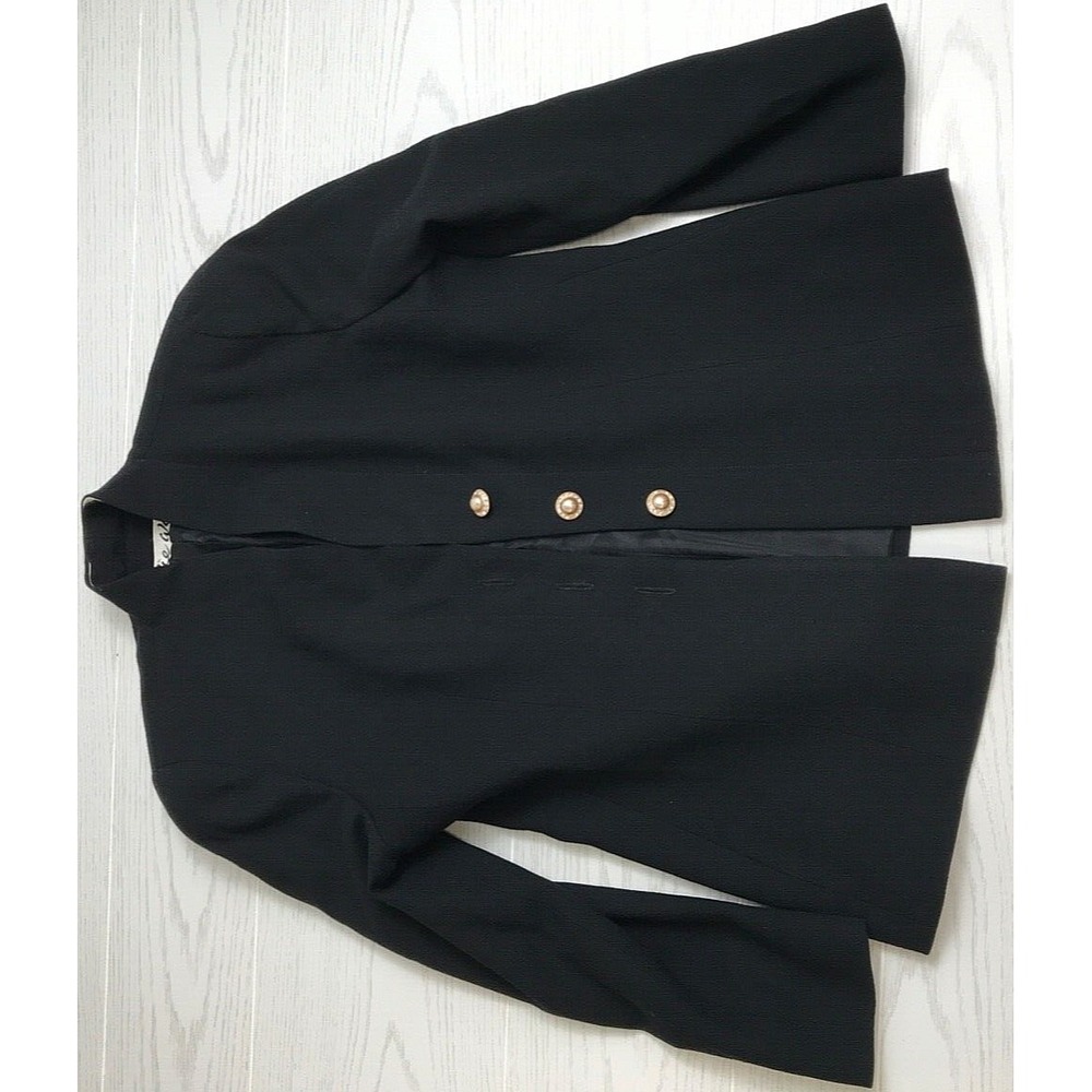 Womens Vintage 80s Wool Blazer 6 Montaldo's ilie wacs Black Union Made Button Up